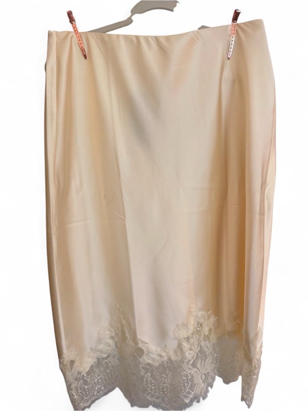 Women's Pale Yellow Midi Skirt with Lace Hem